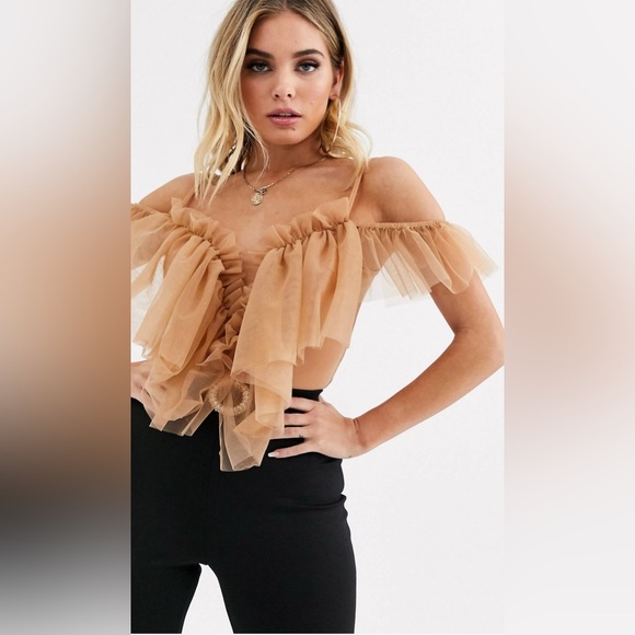 NaaNaa Extreme Ruffle Bodysuit in Cream Size 6 - Picture 5 of 5